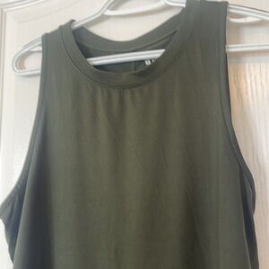 Joy Lab High Low Hem Tank Top Dark Green Large